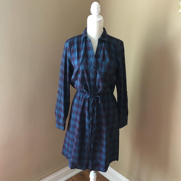 The Limited Dresses & Skirts - ❤️The Limited Blue Red White Plaid Shirt Dress S❤️